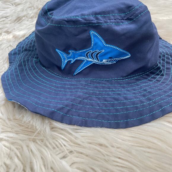 Infant Kid's Blue Reversible Shark Bucket Hat Sun Hat - Picture 6 of 6